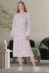 Flowery Plus Size Maternity & Nursing Nightgown Pink - 5738
