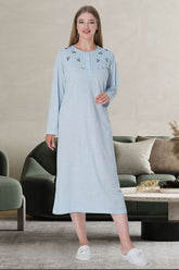 Melange Plus Size Maternity & Nursing Nightgown Blue - 5739