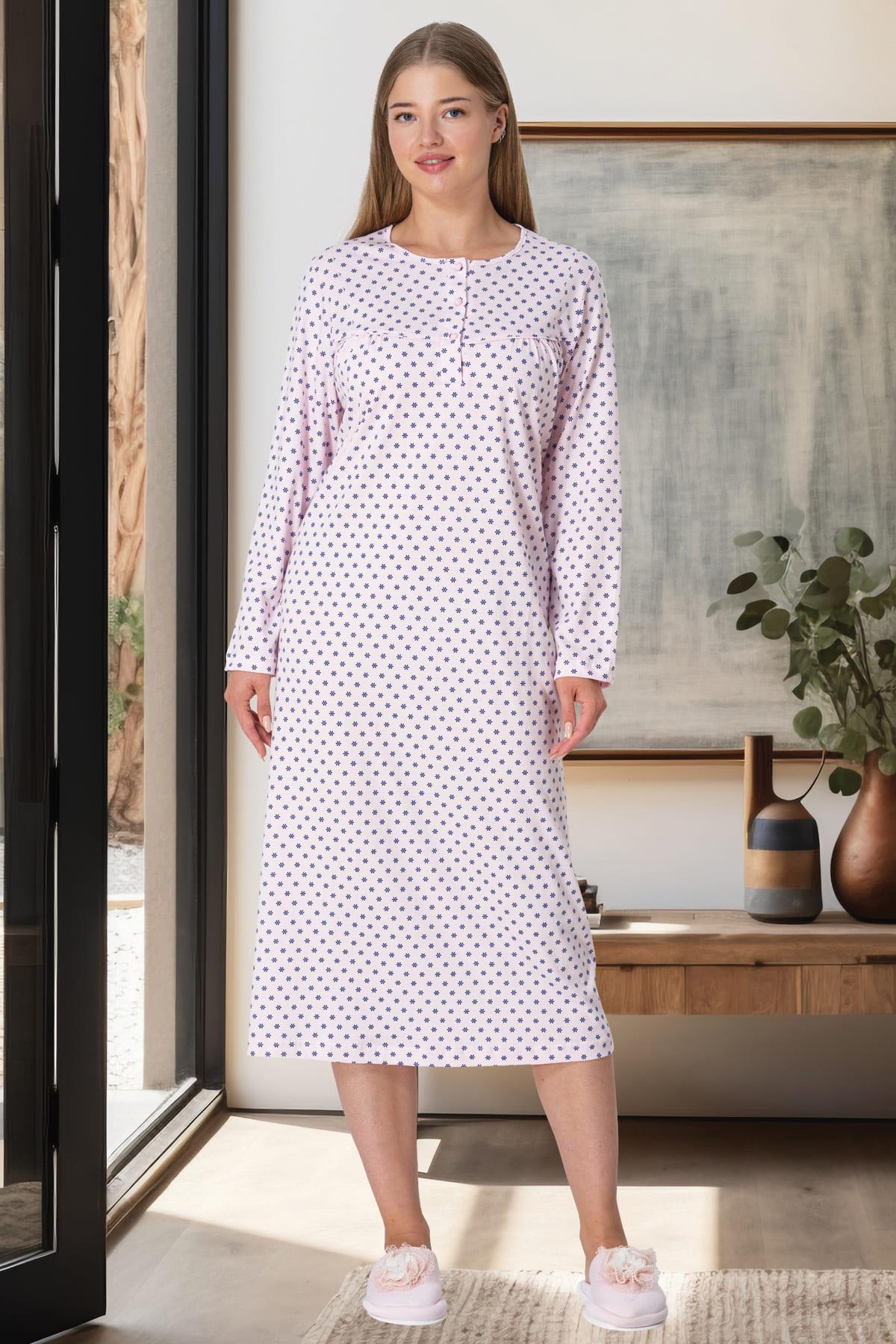 Polka Dot Plus Size Maternity & Nursing Nightgown Pink - 5829