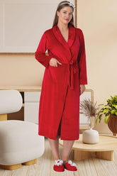 Velvet Maternity Robe Red - 5915