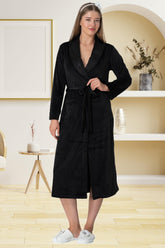 Velvet Maternity Robe Black - 5915