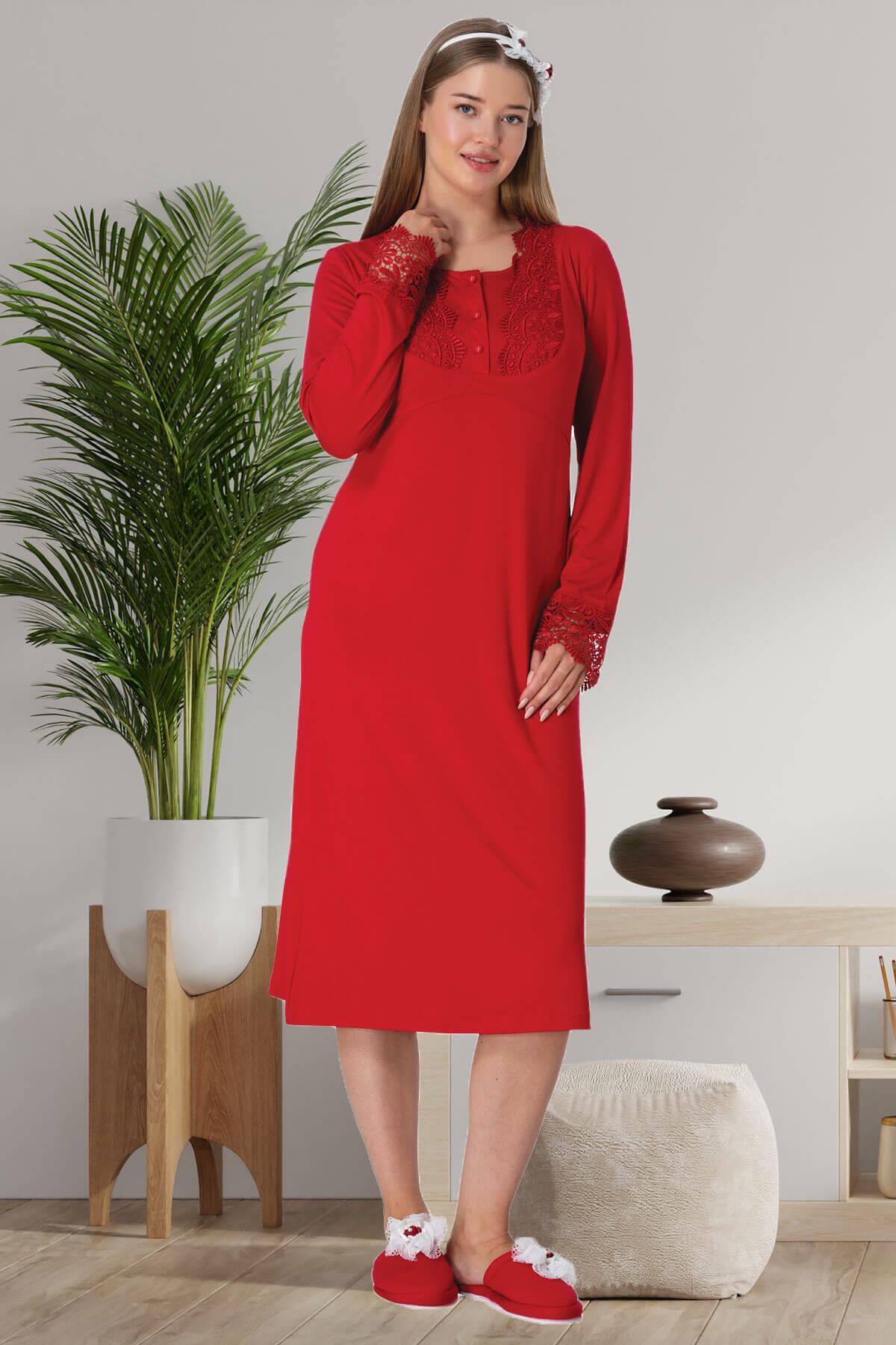 Lace Maternity & Nursing Nightgown Red - 5916