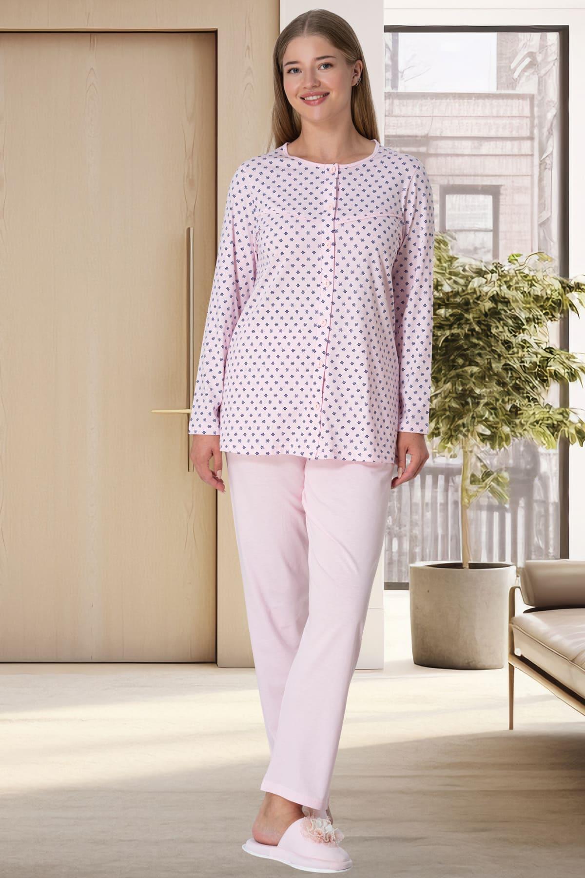 Polka Dot Plus Size Maternity & Nursing Pajamas Pink - 5918