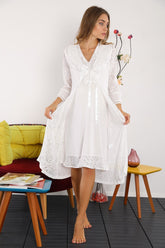 Maternity & Nursing Nightgown With Robe Ecru - 2442