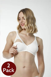 2-Pack Cotton Nursing Bra Ecru - 6010eb