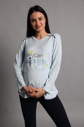 My Baby Maternity T-Shirt & Tights Set Blue - 5345