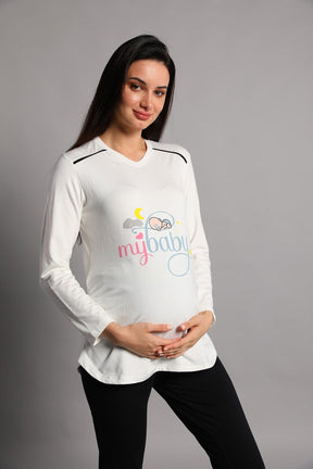 My Baby Maternity T-Shirt & Tights Set Ecru - 5345